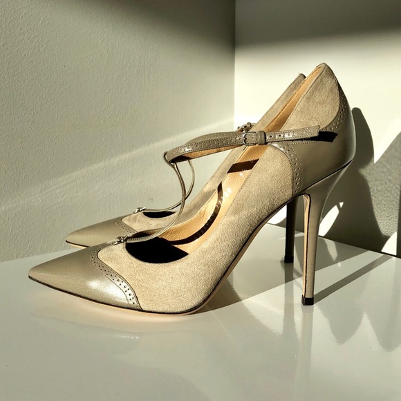 Salvatore Ferragamo Shoes - Salvatore Ferragamo beige suede lace heels womens